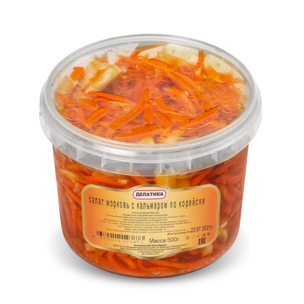 Салат из моркови с кальмаром по-корейски